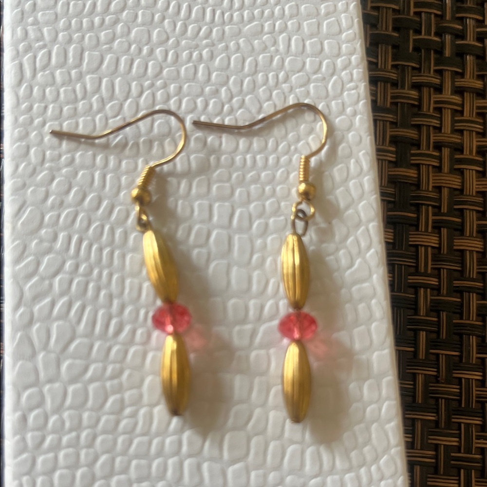 Elegant Gold and Pink Dangle Earrings